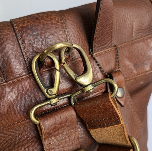 Anonimo Fiorentino Pebbled Leather Drawstring Closure Backpack Bookbag Brown - Picture 7 of 16